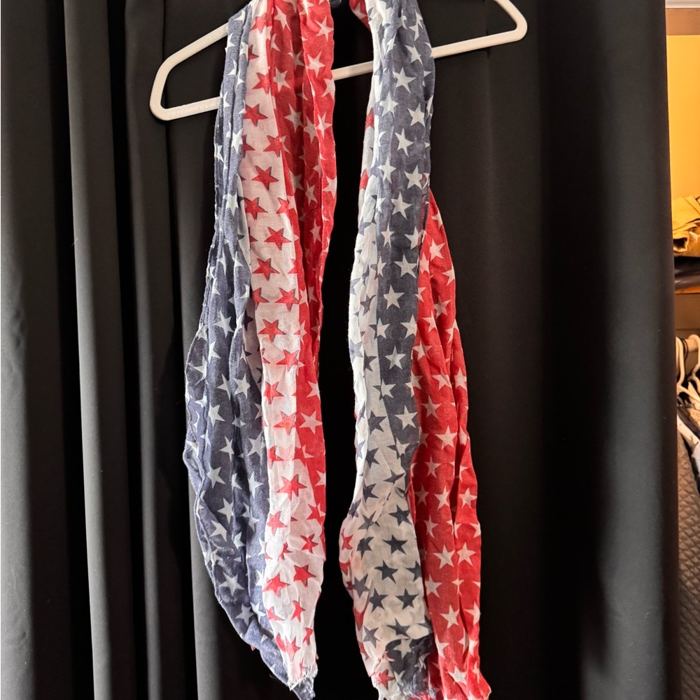Star Print Red White Blue Lightweight Scarf